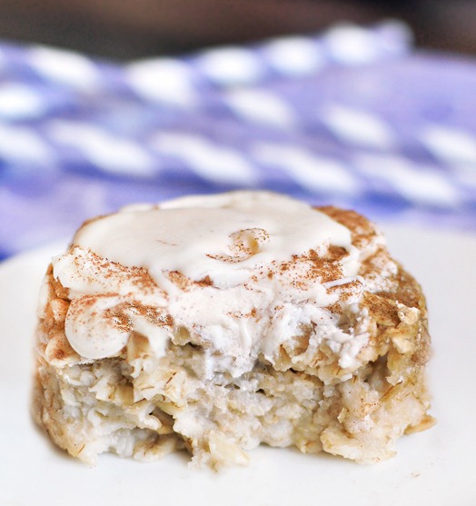 One of my favorite breakfasts... from @choccoveredkt... can be frozen and reheated for an instant breakfast! Full recipe: https://chocolatecoveredkatie.com/2011/09/09/cinnamon-roll-baked-oatmeal/