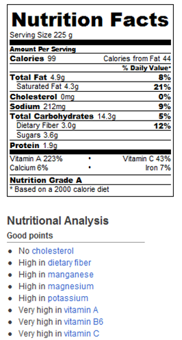 What is the nutritional value of butternut squash?