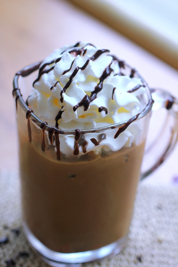 Creamy Blended Frozen Mocha - MUCH less sugar!