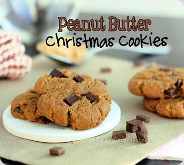 peanut butter chocolate chip gingerbread christmas cookies http://www.chocolatecoveredkatie.com/wp-content/uploads/Peanut-Butter-Gingerbread-Chocolate-Chip_A66F/pb-christmas-cookies.jpg