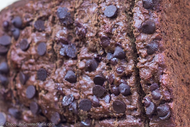 chocolate banana bread: http://chocolatecoveredkatie.com/2015/04/06/dark-chocolate-banana-bread/ 